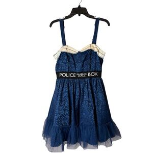BBC Doctor Dr Who Tardis Public Call Box Fit Flare Cosplay Dress JUNIORS MEDIUM
